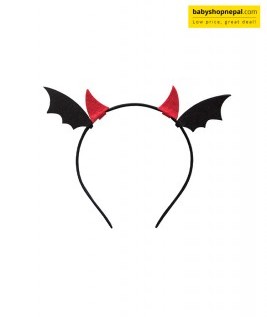 Halloween Devil Horn & Bat Wing Headband | Fancy Red Devil Horn Hairband for Costumes, Parties & Celebrations 1