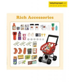 Supermarket Play Set With Shopping Cart Coffee Shop 54 Pieces, Kids Super Market Toy 10
