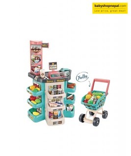 Kids Home Supermarket Toy, Supermarket Playset With Trolley 5
