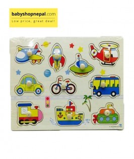 Wooden Puzzle with handle - VehiclesFor Babies 1